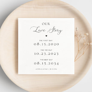 Delicate Our Love Story Wedding Engagement Napkin