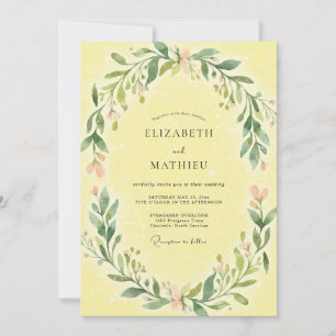 Delicate Pale Yellow Leafy Wedding Invitation
