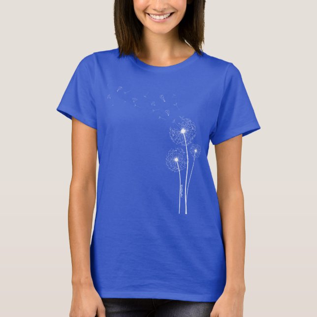 Delicate Paragliding Dandelions White T-Shirt (Front)