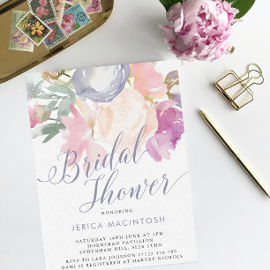 Delicate Pastel Florals Watercolor Bridal Shower Invitation