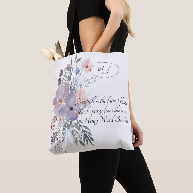 Delicate Pastel Flowers Tote Bag (Close Up)