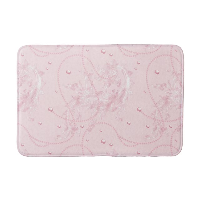 Delicate Pastel Pink Pearl Luxury Bath Mat (Front)