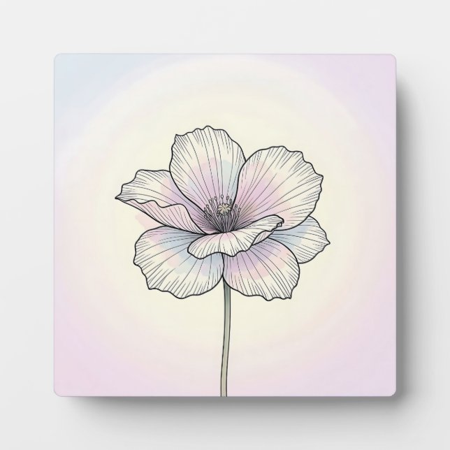 Delicate Pastel Poppy Flower Plaque (Front)