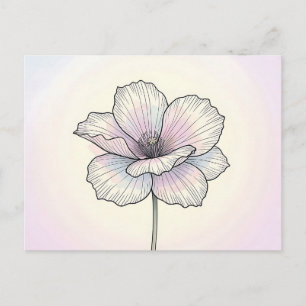 Delicate Pastel Poppy Flower Postcard