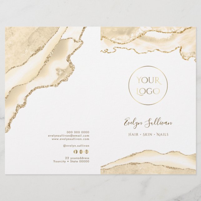 delicate peach agate service menu brochure (Front)