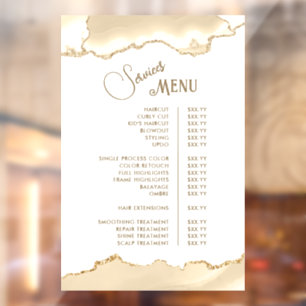 Delicate Peach Agate Services Menu Window Cling