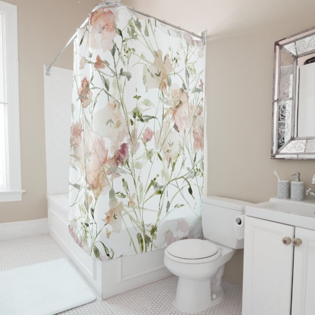 Delicate Peach Floral Pattern with Green Leaves (In Situ)