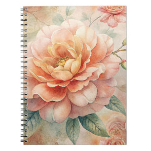 Delicate Peach Tone Floral Watercolor Notebook