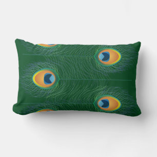 Delicate Peacock Feathers Custom Lumbar Pillow