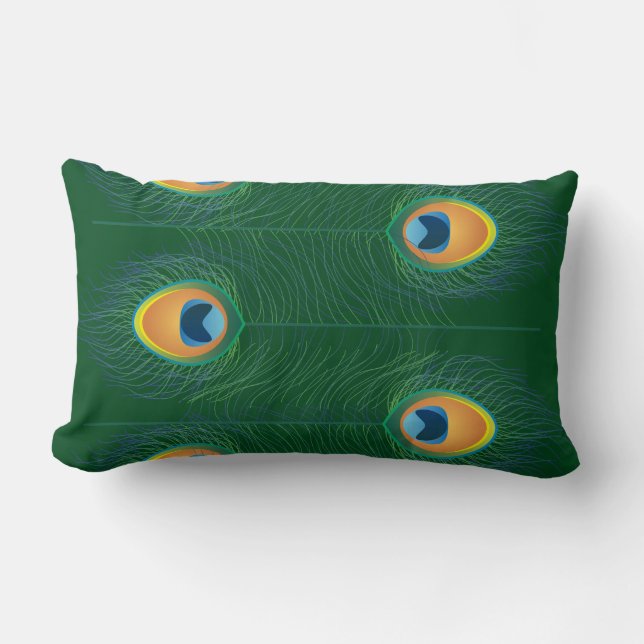 Delicate Peacock Feathers Custom Lumbar Pillow (Front)