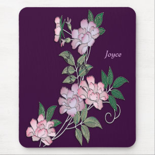 Delicate peonies elegant floral pattern with name mouse pad