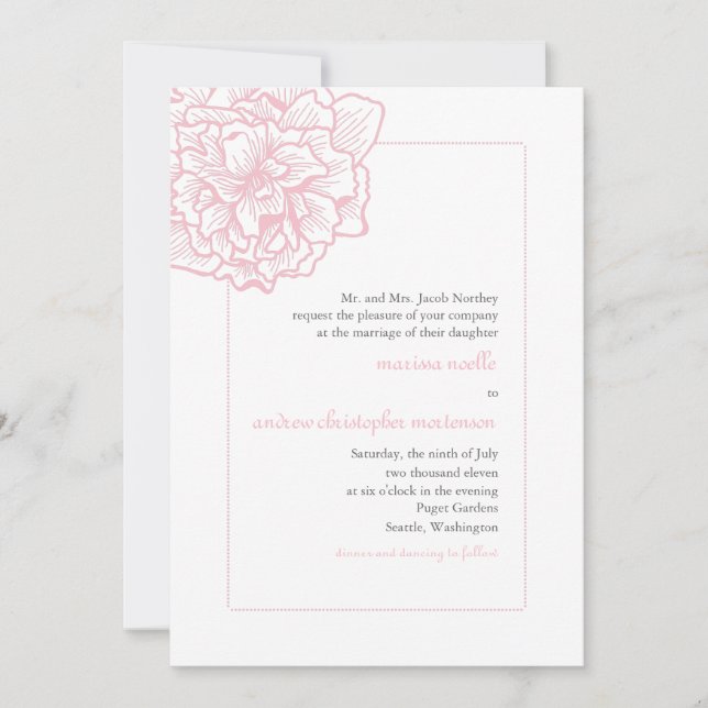 Delicate Peony Wedding Invitation (Front)