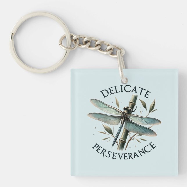 Delicate Perseverance - Artistic Dragonfly Keychain (Front)