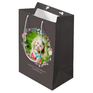 Delicate Photo Floral Frame Medium Gift Bag