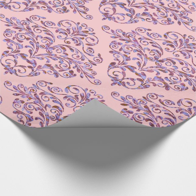 Delicate Pink Ambrosia Elegant Royal Damask Wrapping Paper (Corner)