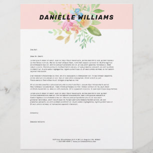 Delicate pink and yellow flowers bouquet letterhead