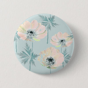 Delicate pink anemones . 2 inch round button