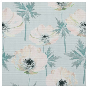 Delicate pink anemones . fabric