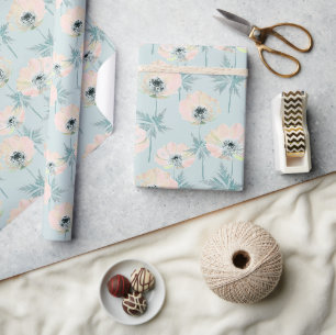 Delicate pink anemones. wrapping paper