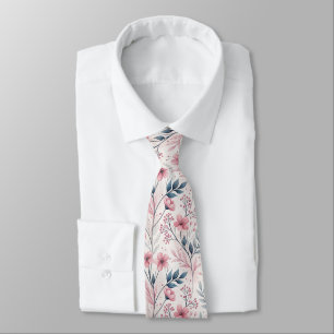 Delicate Pink Blossoms with Muted Blue Foliage Tie