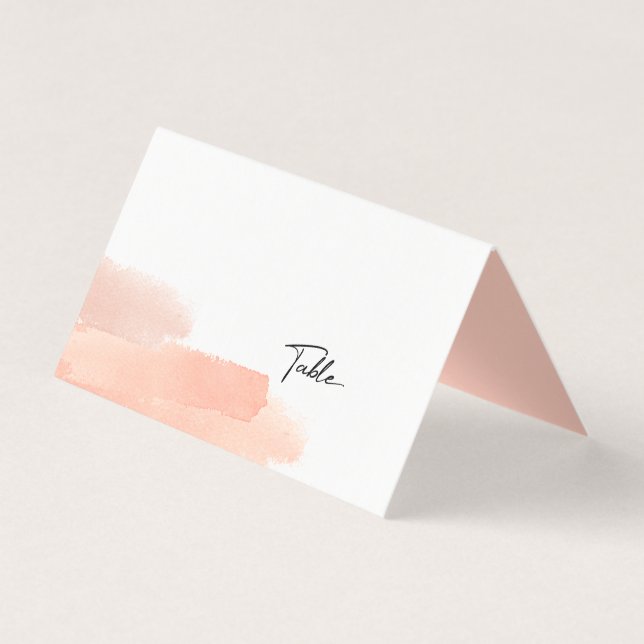 Delicate pink brush Blush Wedding Table Place Card (Front)