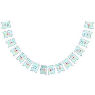 Delicate Pink Butterfly in Pastel Rainbow Colours Bunting Flags