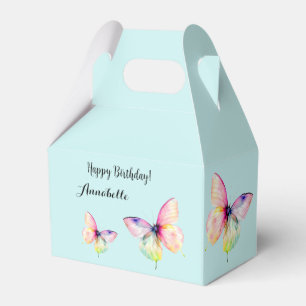 Delicate Pink Butterfly in Pastel Rainbow Colours Favor Box