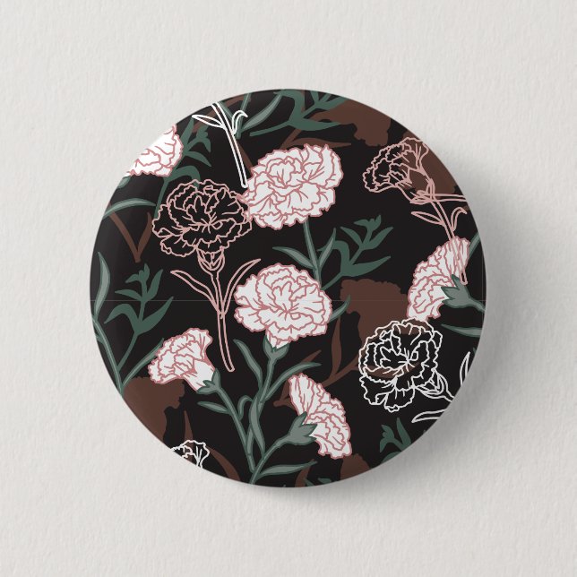  Delicate Pink Carnations with Green Leaves Floral 2 Inch Round Button (Front)