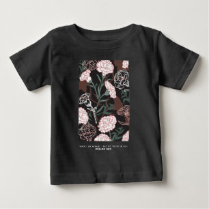 Delicate Pink Carnations with Green Leaves Floral Baby T-Shirt