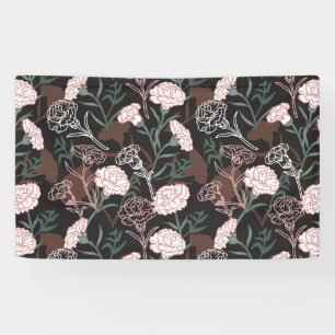  Delicate Pink Carnations with Green Leaves Floral Banner