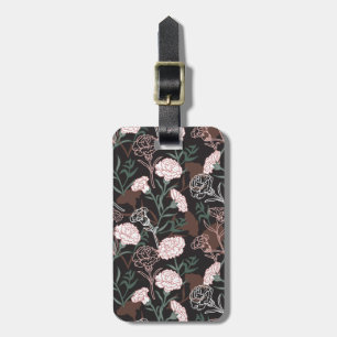  Delicate Pink Carnations with Green Leaves Floral Luggage Tag