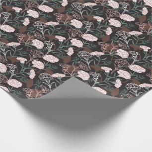  Delicate Pink Carnations with Green Leaves Floral Wrapping Paper