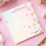 Delicate Pink Cherry Blossom Personalized Name Notepad<br><div class="desc">Celebrate the beauty of spring with this elegant, personalized notepad. Delicate cherry blossoms in soft pink and white hues cascade across the design, creating a sense of ephemeral beauty. The light, airy background enhances the floral motif. Add your custom text for a unique and charming touch. Perfect for notes, reminders,...</div>