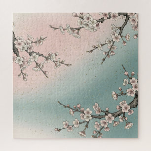 Delicate Pink Cherry Blossom Sakura Branches Jigsaw Puzzle