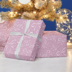 Delicate Pink Coquette Bows Wrapping Paper