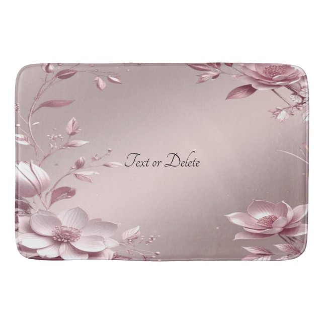 Delicate Pink Floral Bath Mat (Front)