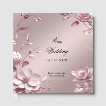 Delicate Pink Floral Frame Guest Book