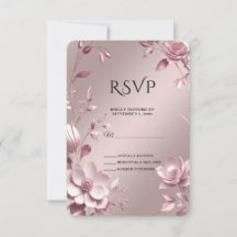 Delicate Pink Floral Frame RSVP Card