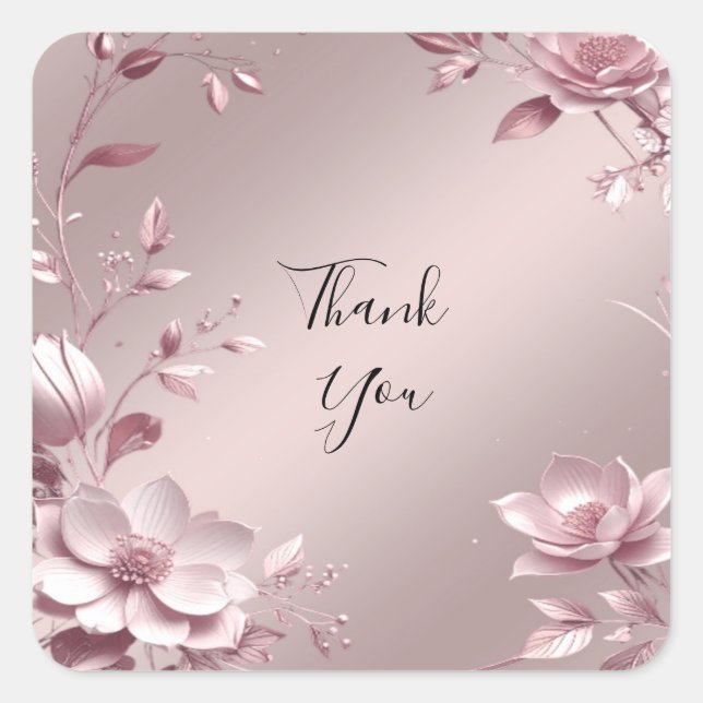 Delicate Pink Floral Frame Sticker (Front)