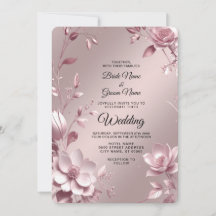 Delicate Pink Floral Frame Wedding Invitation