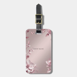 Delicate Pink Floral Luggage Tag