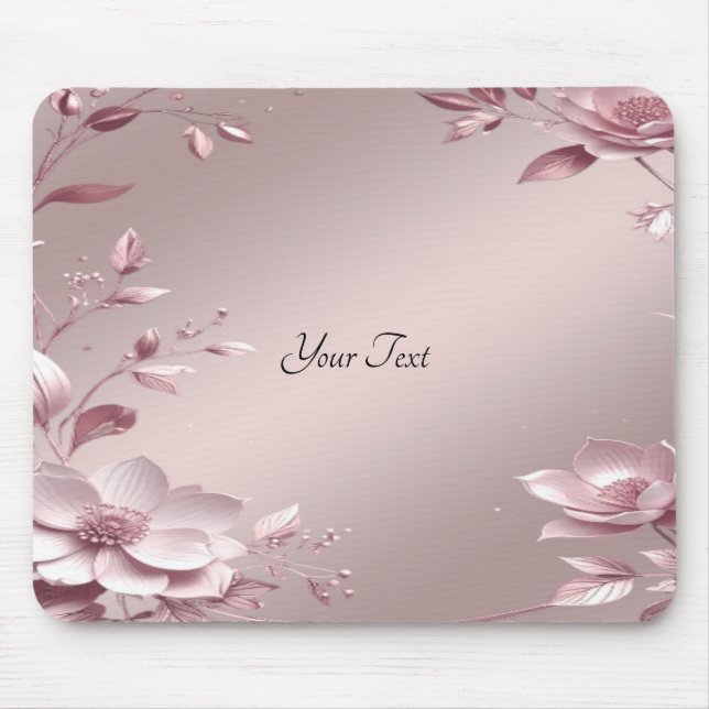 Delicate Pink Floral Mousepad (Front)