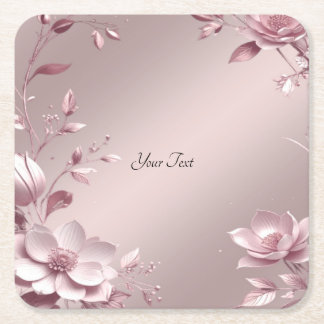 Delicate Pink Floral Paper Coaster