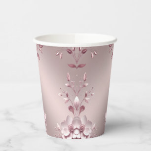 Delicate Pink Floral Paper Cups