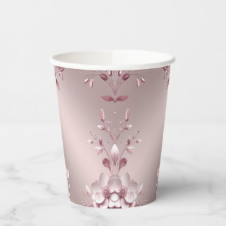 Delicate Pink Floral Paper Cups