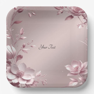Delicate Pink Floral Paper Plate