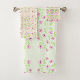 Delicate Pink Floral Towel Set