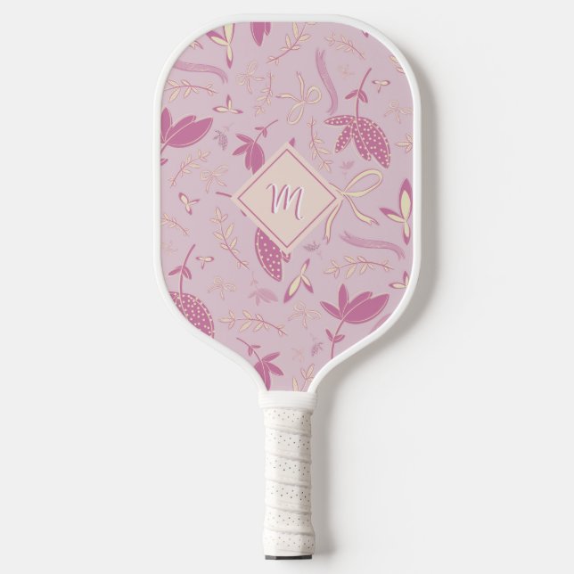 Delicate Pink Florals and Bows Pickleball Paddle (Front)