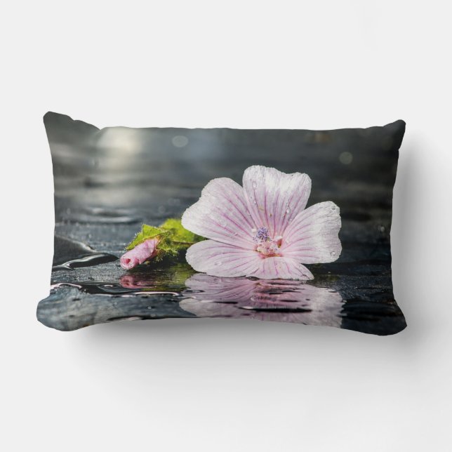 Delicate Pink Flower  Lumbar Pillow (Front)