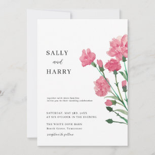 Delicate Pink Flower Wedding Invitation